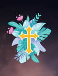 Golden Cross with Colorful Leaves Air Freshener