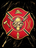 Red and Gold Firefighter Maltese Cross Air Freshener