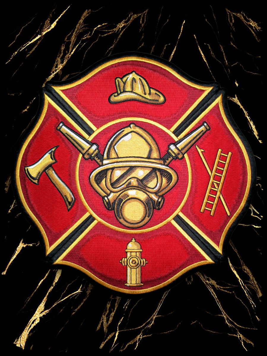 Red and Gold Firefighter Maltese Cross Air Freshener