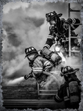 Firefighters at Work in Black and White Air Freshener