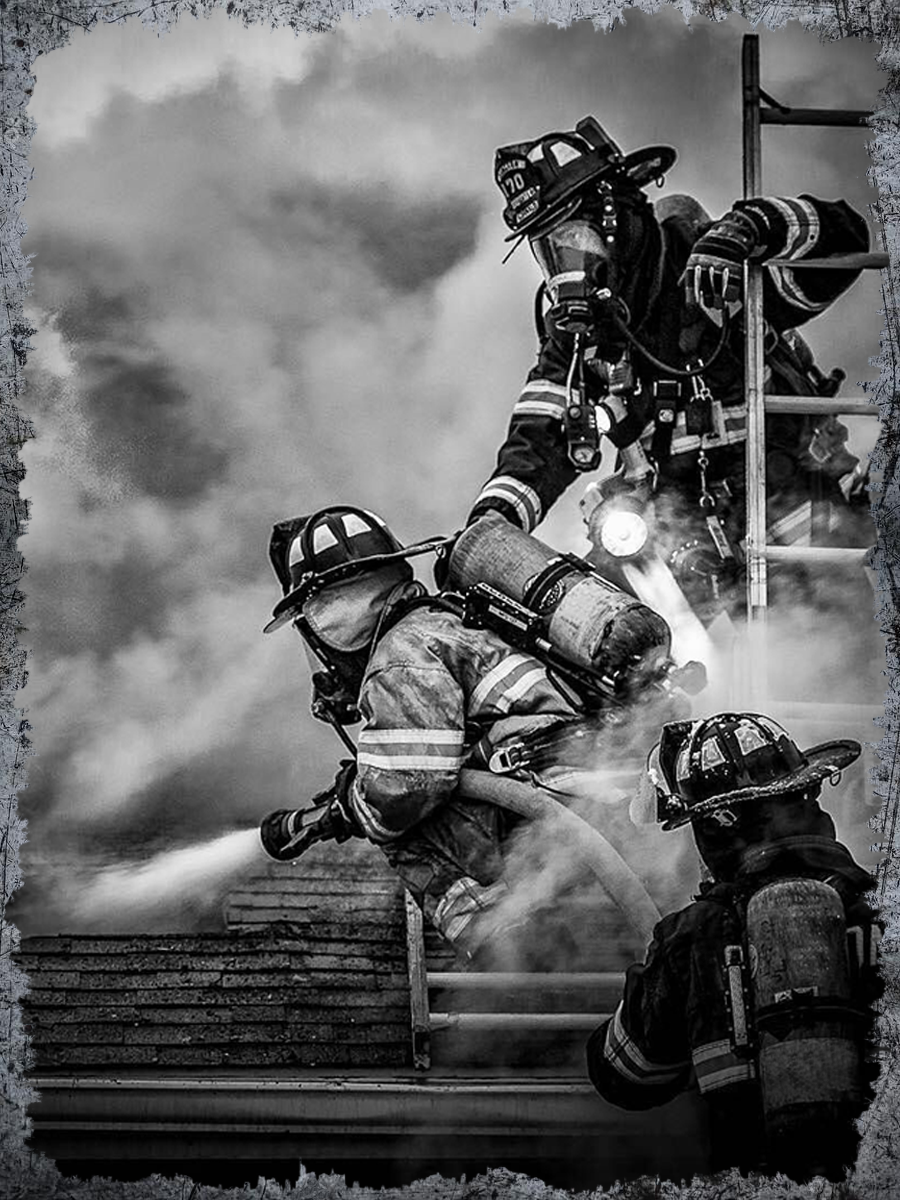 Firefighters at Work in Black and White Air Freshener