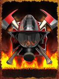 Firefighter Helmet and Mask in Flames Air Freshener