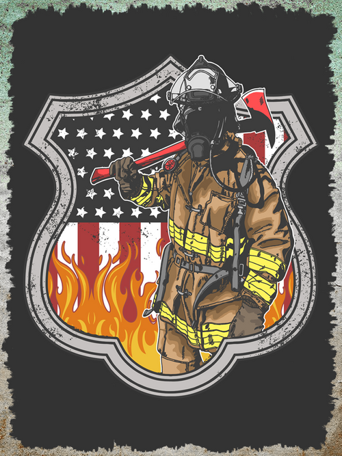American Flag Firefighter Shield Air Freshener