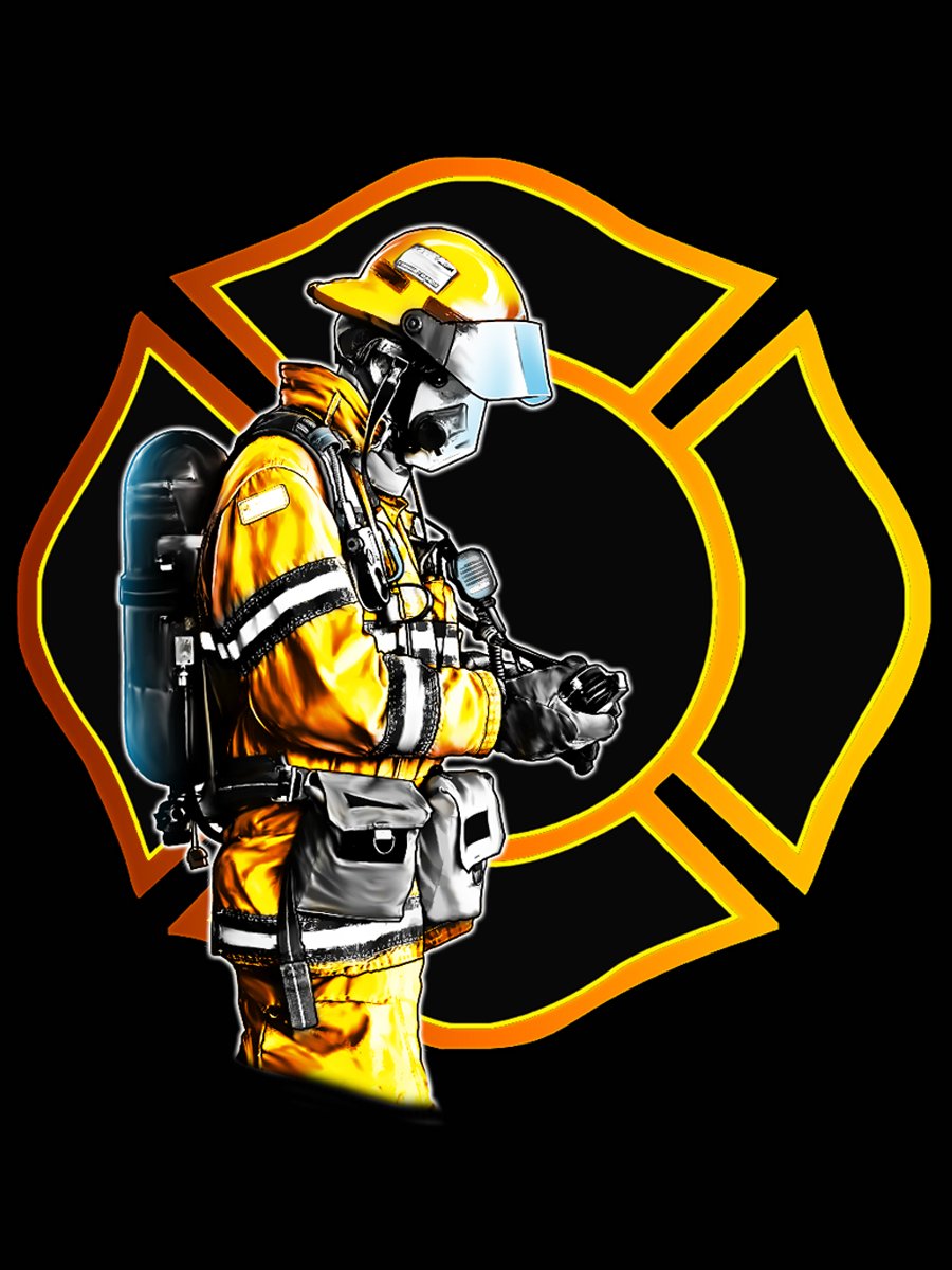 Yellow Firefighter Maltese Cross Air Freshener