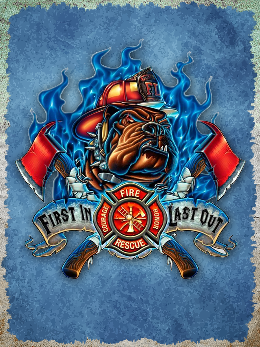 First In Last Out Bulldog in Blue Flames Air Freshener