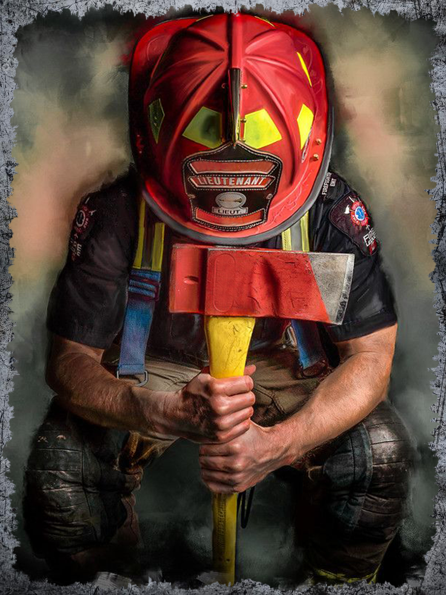 Firefighter Resting with Axe Air Freshener