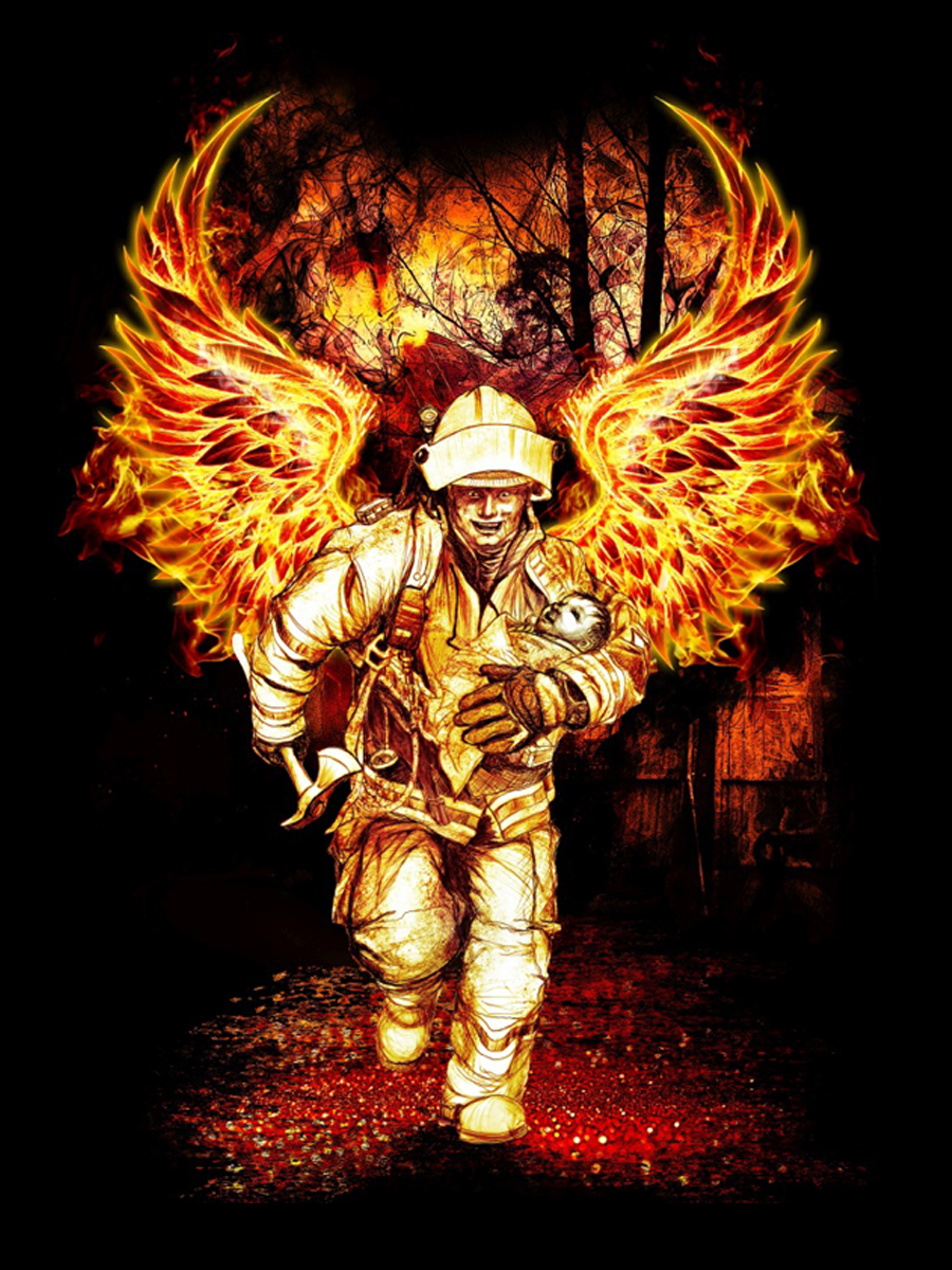 Firefighter with Wings of Fire Air Freshener