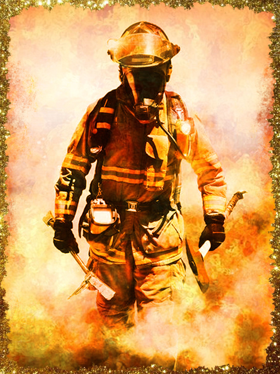 Firefighter Emerging from the Flames Air Freshener