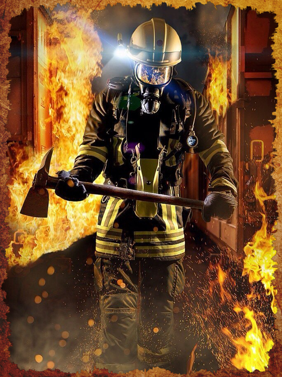 Firefighter at the Burning Doorway Air Freshener