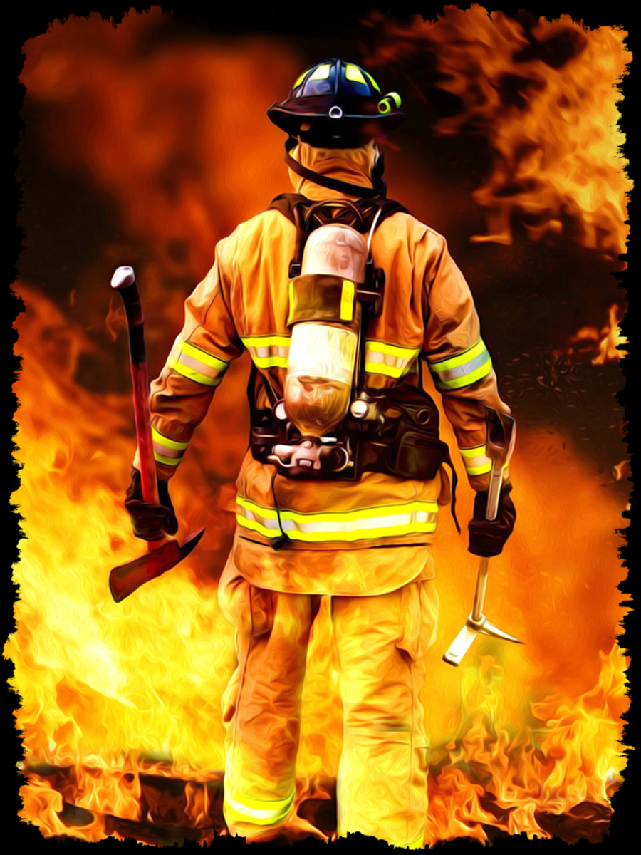Firefighter Standing in the Inferno Air Freshener
