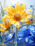 Golden Sunflower and Blue Blooms - Air Freshener