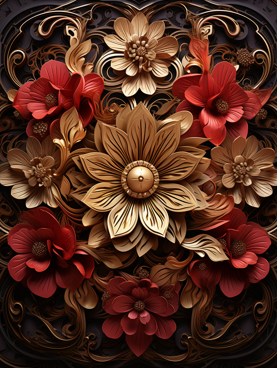 Vintage Gold and Burgundy Flowers - Air Freshener