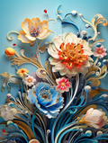 Ornate Blossoms on Teal - Air Freshener