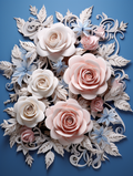 Ivory and Blush Roses on Blue - Air Freshener