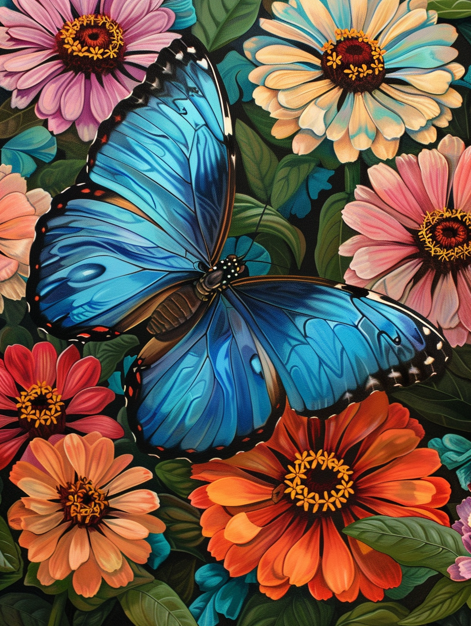 Blue Butterfly in a Zinnia Garden - Air Freshener