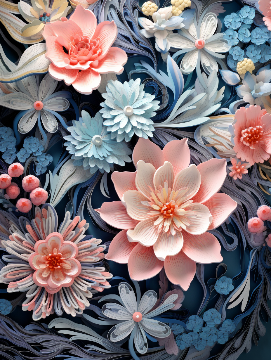 Peach and Blue Sculpted Blossoms - Air Freshener
