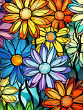 Rainbow Stained Glass Daisies - Air Freshener