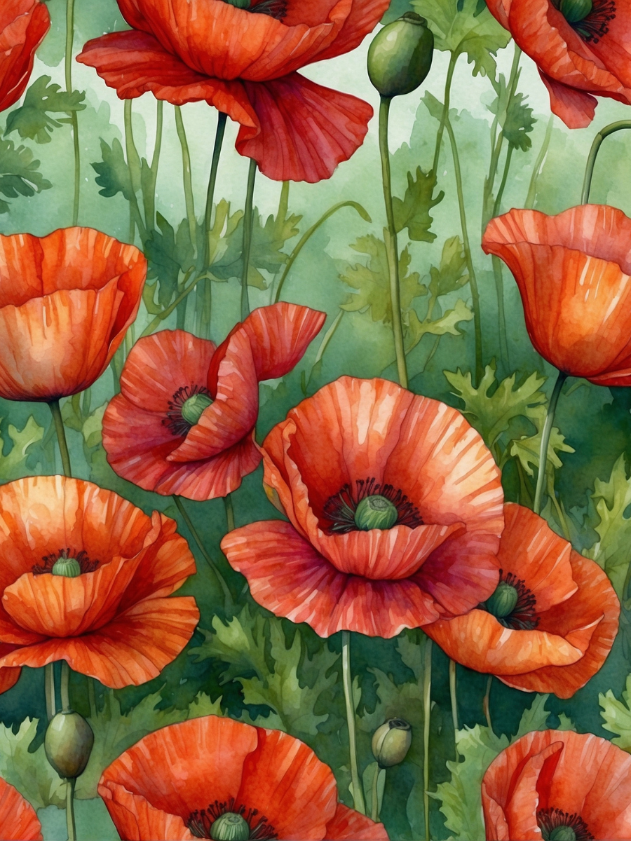 Watercolor Red Poppy Meadow - Air Freshener