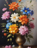 Colorful Bouquet in a Bronze Vase - Air Freshener