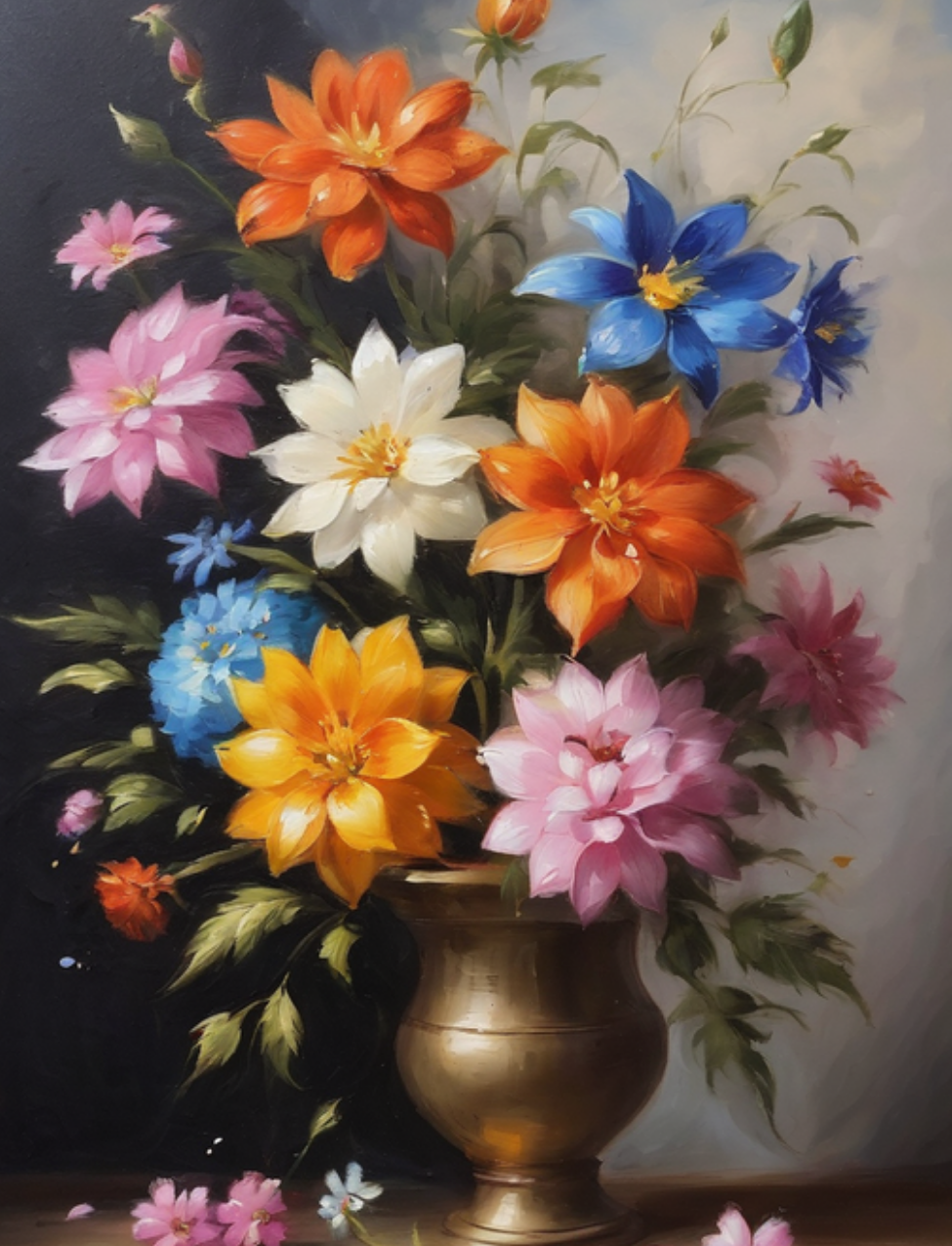 Colorful Bouquet in a Bronze Vase - Air Freshener