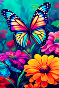 Rainbow Butterfly and Neon Flowers - Air Freshener