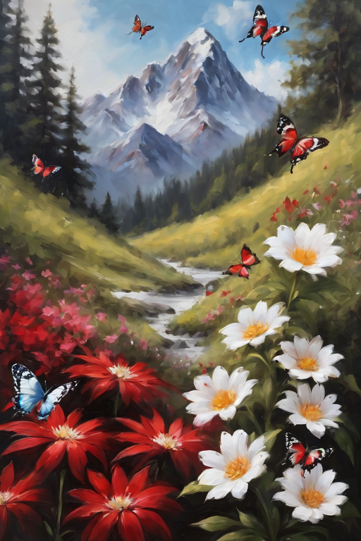 Butterflies and Flowers by a Mountain Stream - Air Freshener