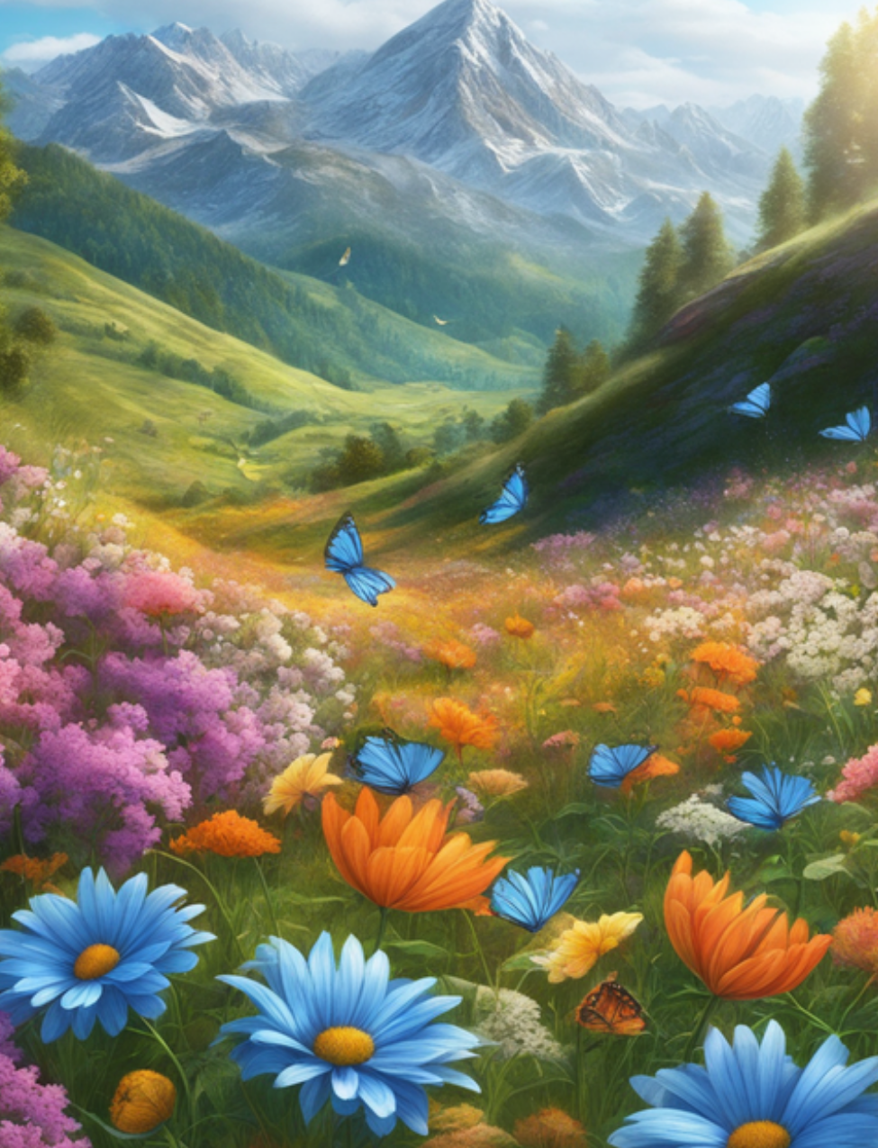 Blue Butterflies in an Alpine Flower Valley - Air Freshener