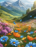 Blue Butterflies in an Alpine Flower Valley - Air Freshener