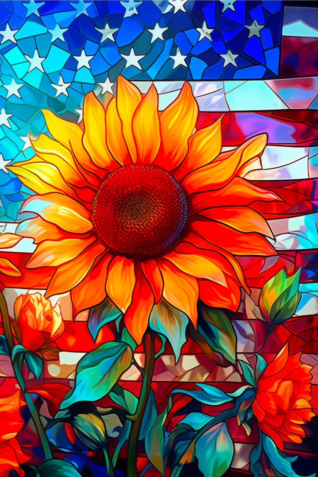 Patriotic Sunflower and American Flag - Air Freshener
