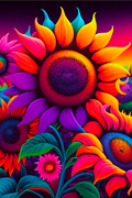 Neon Rainbow Sunflowers - Air Freshener