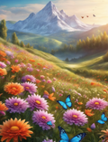 Sunset Mountain Meadow and Blue Butterflies - Air Freshener