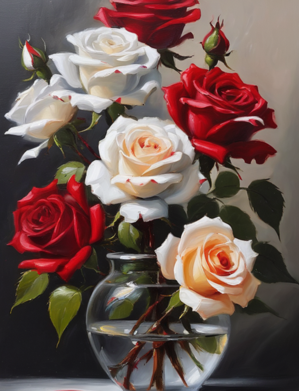 Red and White Roses in a Glass Vase - Air Freshener