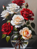 Red and White Roses in a Glass Vase - Air Freshener