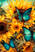 Teal Butterflies and Golden Sunflowers - Air Freshener