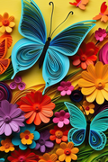 Paper Butterflies and Rainbow Flowers - Air Freshener