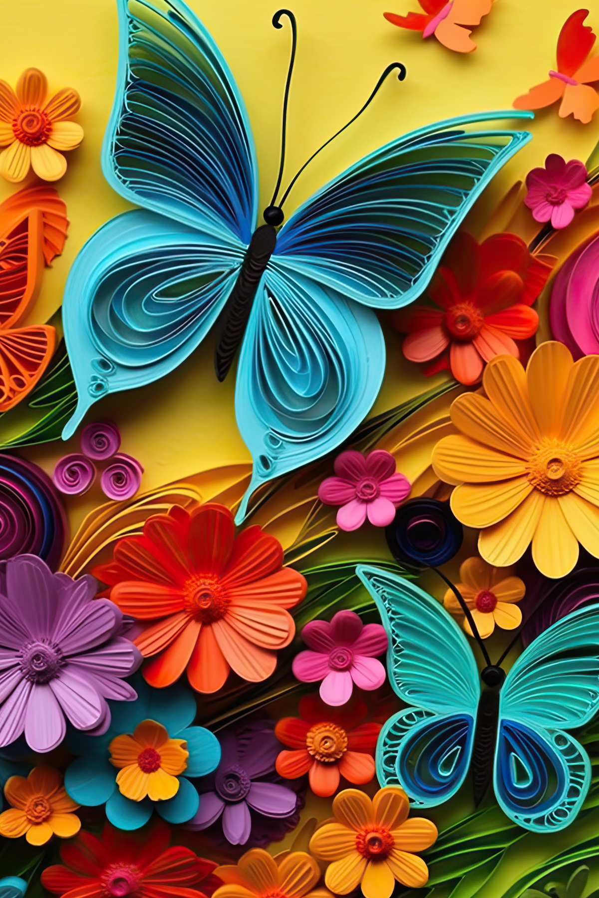 Paper Butterflies and Rainbow Flowers - Air Freshener