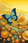 Blue Butterfly in a Golden Flower Meadow - Air Freshener