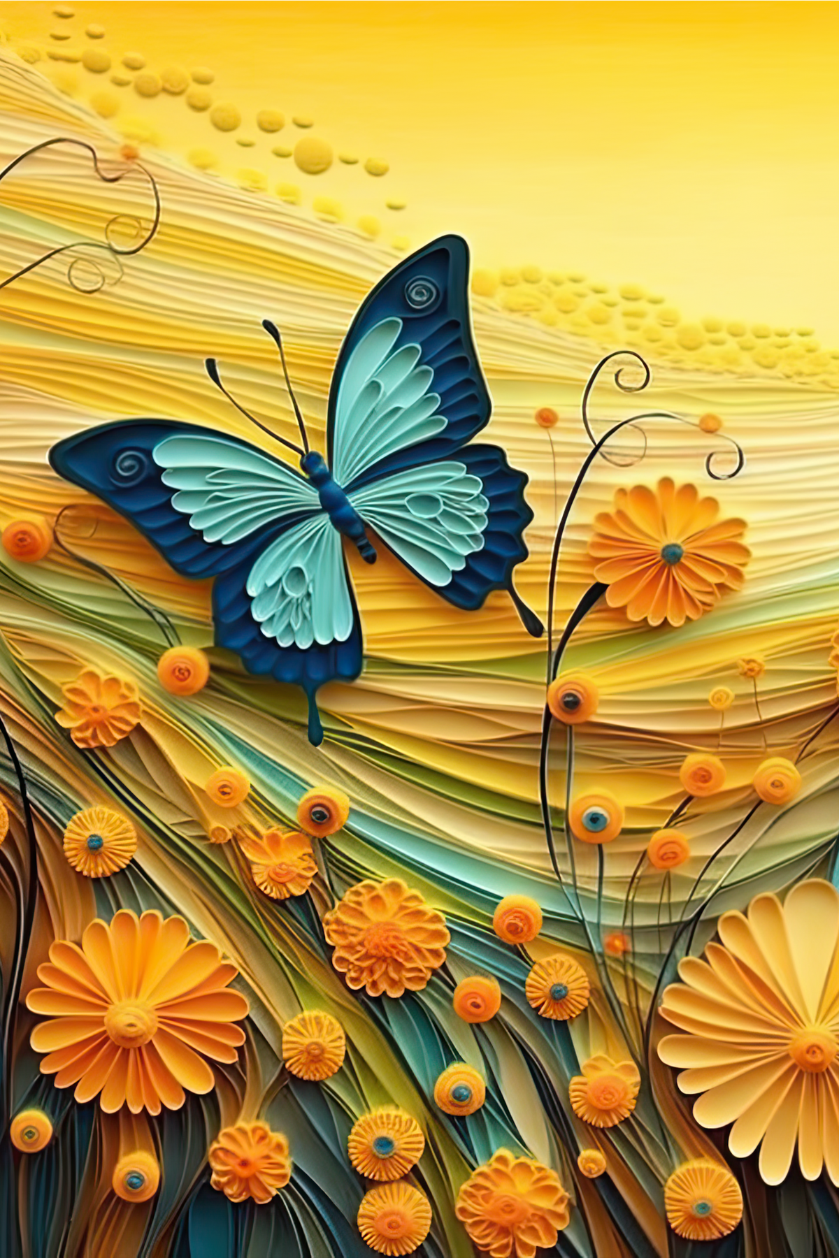 Blue Butterfly in a Golden Flower Meadow - Air Freshener