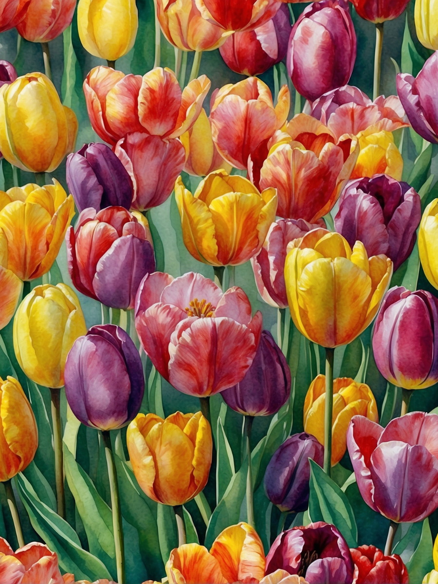 Watercolor Rainbow Tulips - Air Freshener