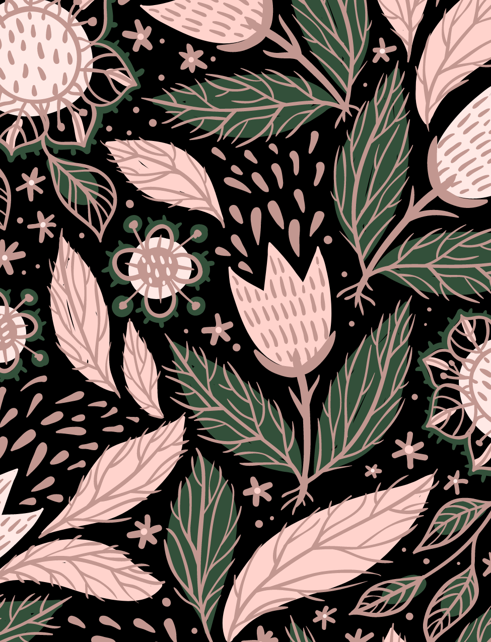 Blush Botanical Pattern on Black - Air Freshener