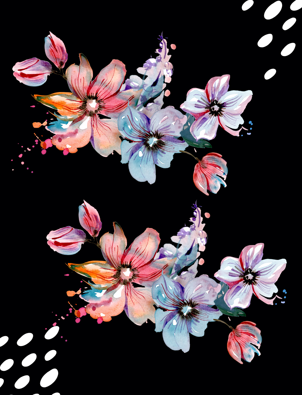 Watercolor Blossom Sprays on Black - Air Freshener