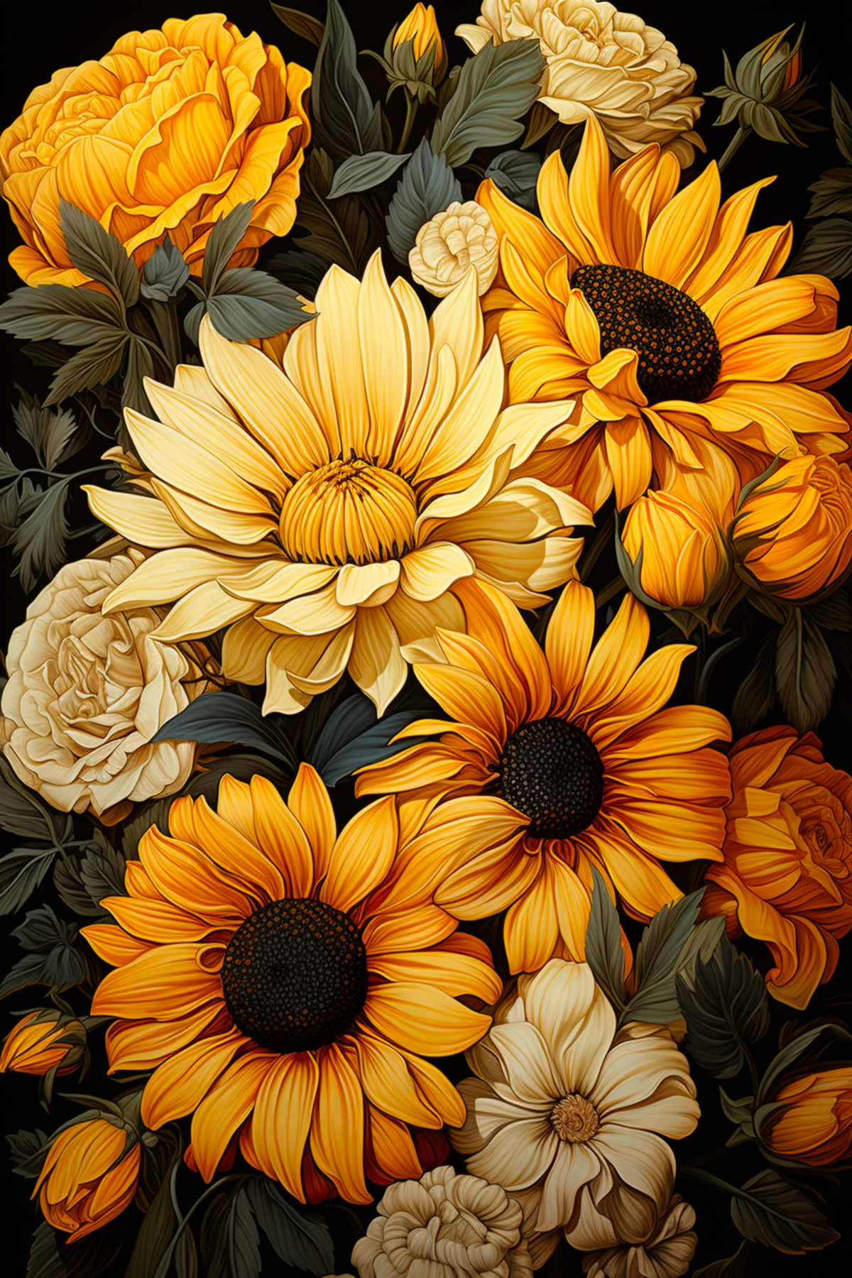 Golden Sunflowers and Cream Blooms - Air Freshener
