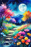 Moonlit Rainbow Flower Path - Air Freshener
