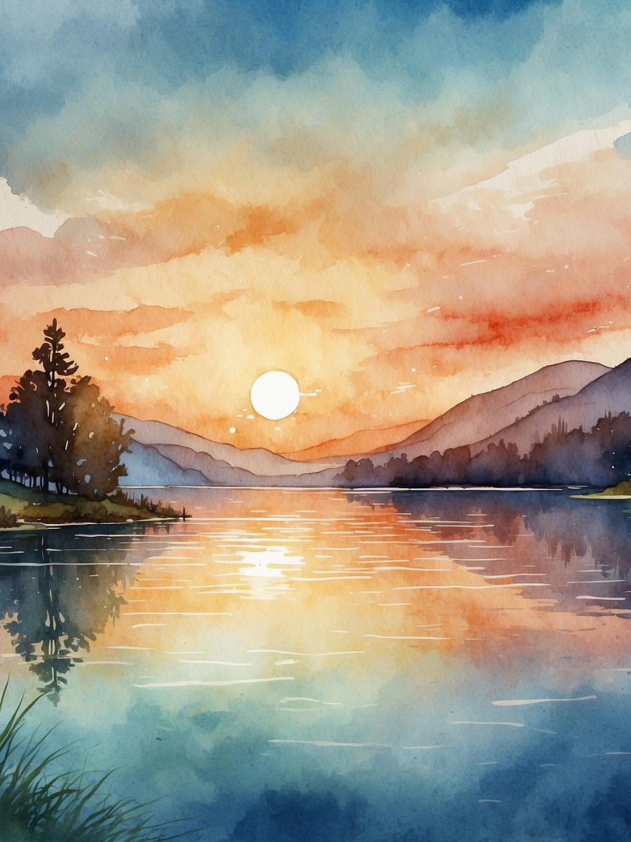 Watercolor Golden Sunset over the Lake - Air Freshener