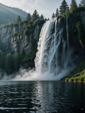 Cliffside Waterfall into a Forest Lake - Air Freshener