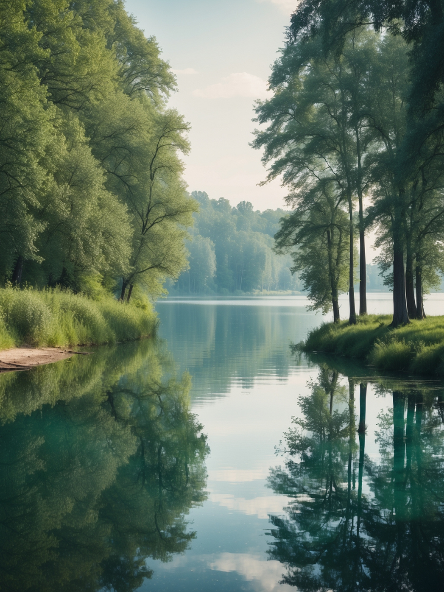 Green Trees Reflected in a Quiet Lake - Air Freshener