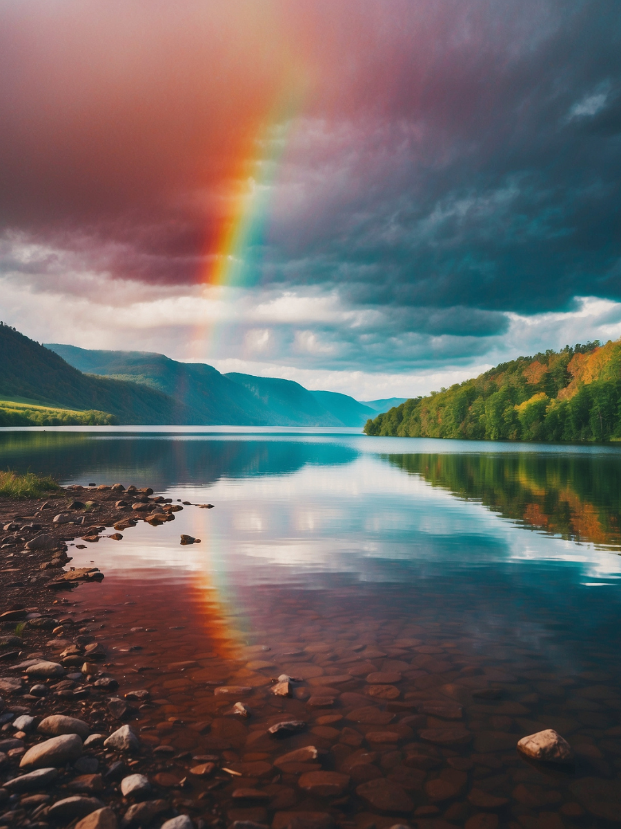 Rainbow over a Rocky Lakeshore - Air Freshener