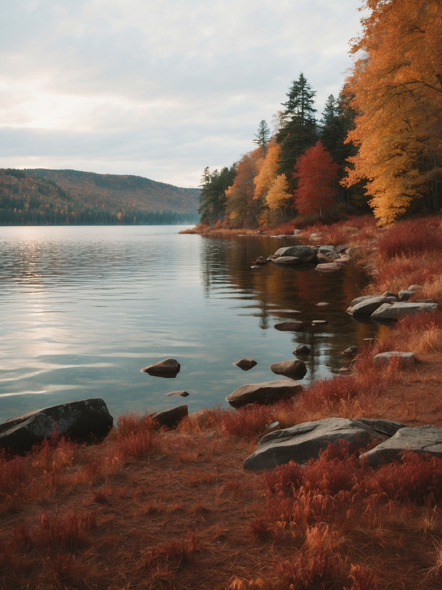 Autumn Trees along a Rocky Lakeshore - Air Freshener