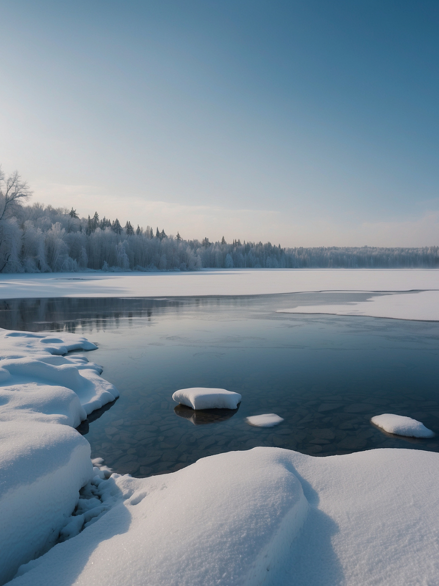 Snow Covered Shore beside a Winter Lake - Air Freshener