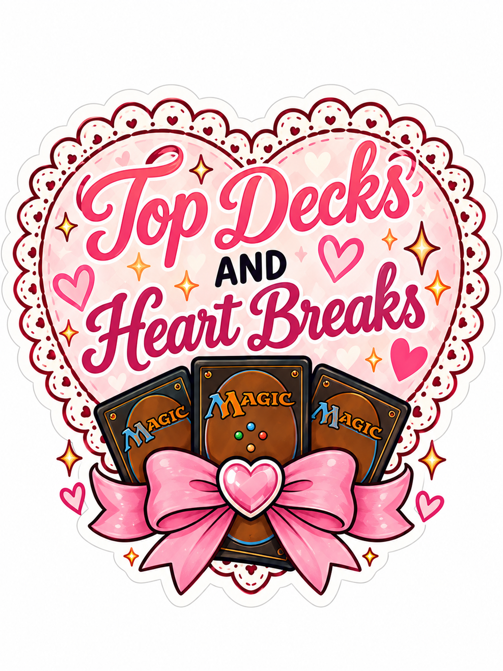 Top Decks and Heartbreaks - Pink Lace Heart - Air Freshener
